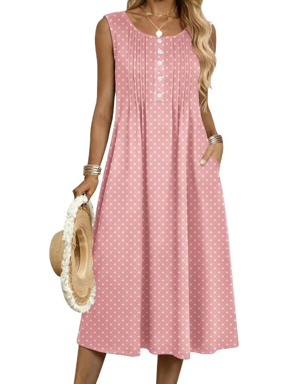 Women's Stripes Flowy Aline Casual Midi Tank Dress Beach Boho Vacation Sundress